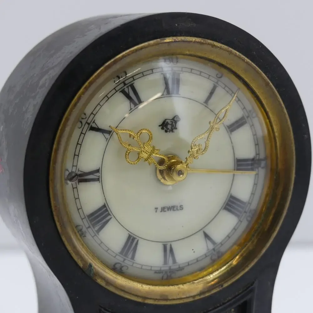 VTG Mid Century Uhrenfabrik Mulheim 7 Jewel Alarm Clock Floral Germany See desc